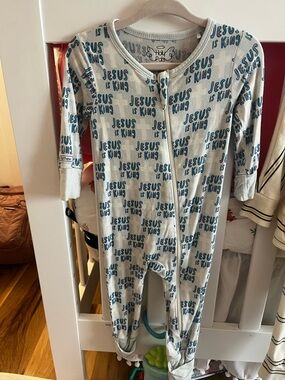 Holy Pals "Jesus is King" baby One-Piece Zip Footed Pajamas